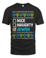 Nice Naughty Jewish Ugly Hanukkah Sweater Chanukah Jew 334