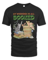 My Weekend is Booked funny reader cosy cat coffee tea plant