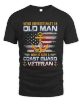 Never Underestimate Old Man U.S. Coast Guard Veteran Flag 189