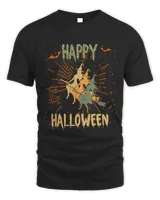 Witch on Broom Happy Halloween Trick or Treat Design 259