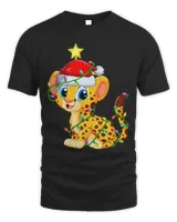 Cheetah Christmas Tree Lights Pajama Santa Cheetah Lover