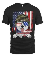 Vintage American Flag 4th of July Husky Veteran Dog Lover 39
