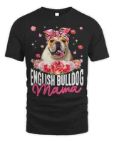 English Bulldog Mama Flower Bandana Dog Lover Mothers Day