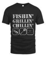 Mens Fishin Grillin Chillin American Pride Dad Joke