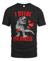 Valentines Day Dinosaur I Steal Hearts Boys Men Love T rex1 6