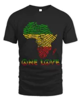 One Love Rasta Reggae Africa Map Fingerprint Rastafari Roots