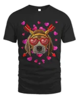 Beagle Valentines Day Dog Face Heart Glasses Love Arrows