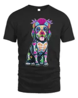 Cute Colorful Beagle Dog Sugar Skull Mexican Halloween