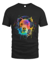 pitbull splash art musical notes dog and music drip art fan
