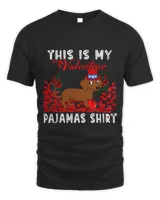 Wiener My Valentine Pajamas Shirt Floral Dachshund Wearing Hat Dachshund Doxie