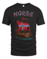 Ancient Norwegian Sailing Ship Norway Flag