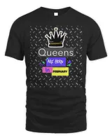 Queens Are Born In February Retro Birthday Tee Gifts T-Shirt