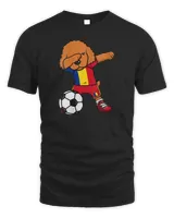 Womens Dabbing Poodle Dog Romania Soccer Fans Jersey Football Lover V-Neck T-Shirt