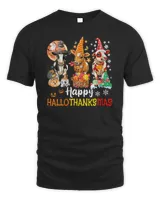 Womens Cow Halloween Happy HalloThanksMas Cow Costume Thanksgiving V-Neck T-Shirt