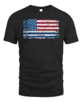 American flag with flag of Chicago City Vintage Grunge 4th of July T-Shirt