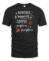 Camping Lovers Bonfires S&39;mores Coffee Campfires Pumpkins T-Shirt