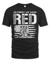 On Friday We Wear Red Friday Military Support troops US Flag T-Shirt
