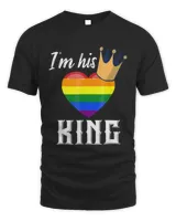 I'm His King - LGBTQ Rainbow Heart Gay Boyfriend T-Shirt