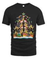 German Shepherd Christmas Tree Santa Hat Decorations Xmas T-Shirt