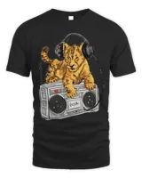 African Lion cub Hip Hop Boombox by Artist Zamiro T-Shirt