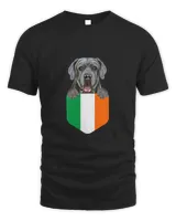 Ireland Flag Neapolitan Mastiff Dog In Pocket T-Shirt