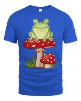 Frogs Cute Cottagecore Aesthetic Frog Playing Banjo on Mushroom66220