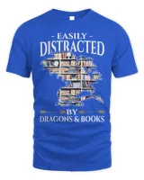 Easily Distracted By Dragons And Books Reading Lovers Mythical Nerd 264 Book Reader