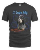 I Love My Bluetick Coonhound Dog Lover Paw Print T-Shirt!
