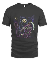 Pastel Goth Grim Reaper Riding Black Cat Occult Cat Lover35
