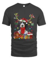Womens Santa Basset Hound Reindeer Light Christmas Dog Lover128