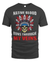 Native Blood Native American Skull For Men T-Shirt