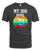 Womens Dope Dog White Silohouette Sunset Doberman Pinscher V-Neck T-Shirt