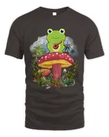 Frogs Cute Cottagecore Aesthetic Frog Playing Banjo on Mushroom23 4