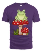 Frogs Cute Cottagecore Aesthetic Frog Playing Banjo on Mushroom66220
