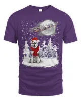 Husky On Snow Christmas Moon Lighting Santa Hat27