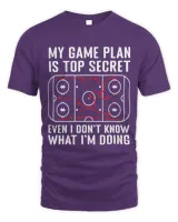 Mens My Game Plan Is Top Secret Funny Ice Hockey Coach