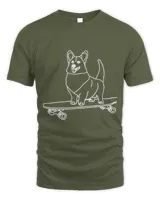 Corgi Skateboarding Outline Line Drawing Skater Corgi Dog