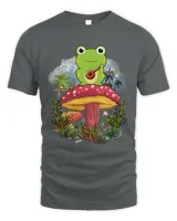 Frogs Cute Cottagecore Aesthetic Frog Playing Banjo on Mushroom23 4
