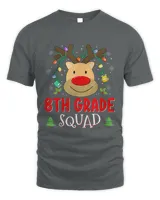 8th Grade Squad Plaid Reindeer Santa Hat Teacher Christmas T-shirt