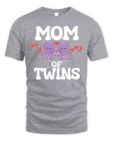 Womens Mom Of Twins Octopus New Mother Announcement V-Neck T-Shirt