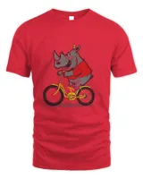 Funny rhinoceros riding bicycle motif 2rhino horns 21