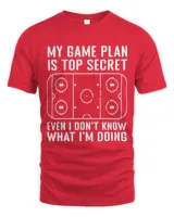 Mens My Game Plan Is Top Secret Funny Ice Hockey Coach