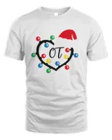 Santa Hat Heart OT Merry Christmas Light Sweatshirt