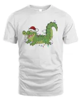 Cute Santa Tick-Tock the Crocodile Christmas Lights T-shirt