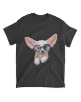 Fennec Fox Puppy in Round Retro Galaxy Eyeglass T-Shirt