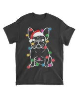 Funny French Bulldog Dog Tree Christmas Lights Xmas Pajama T Shirt
