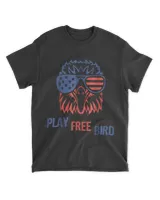 Play Free Bird Patriotic Eagle 4th of July USA Flag T-Shirt tee