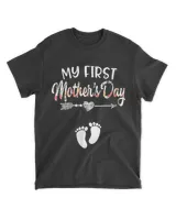 Womens My First Mother's Day Pregnancy Announcement Mom To Be 2022 V-Neck T-Shirt