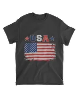 Usa American Flag 4th July Fourth Red White Blue Star Stripe T-shirt