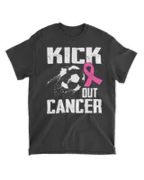 Breast cancer survivors kick out cancer soccer ball support shirt
